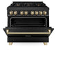 ZLINE Autograph 36" 4.6 cu. ft. Dual Fuel Range in Black Stainless Steel with Gold Accents, RABZ-36-G
