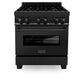 ZLINE 30 in. Dual Fuel Range in Black Stainless Steel & 30 in. Range Hood Appliance Package Appliance Package, 2KP-RABRH30