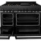 ZLINE Package - 48" Dual Fuel Range, Hood, Refrigerator with Water & Ice Dispenser, Dishwasher and Microwave in Black Stainless