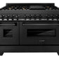 ZLINE Package - 48" Dual Fuel Range, Hood, Refrigerator with Water & Ice Dispenser, Dishwasher and Microwave in Black Stainless