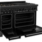 ZLINE 48 in. Professional Gas Burner, Electric Oven Range in Black Stainless with Brass Burners, RAB-BR-48