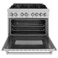 ZLINE 36" 4.6 cu. ft. Legacy Dual Fuel Range with 6 Burner Gas Cooktop and Electric Convection Oven in Satin Stainless Steel, RAS-SN-36