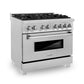 ZLINE 36" 4.6 cu. ft. Legacy Dual Fuel Range with 6 Burner Gas Cooktop and Electric Convection Oven in Satin Stainless Steel, RAS-SN-36