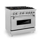 ZLINE 36" 4.6 cu. ft. Legacy Dual Fuel Range with Gas Cooktop and Electric Convection Oven in Satin Stainless Steel with 6 Brass Burners, RAS-SN-BR-36