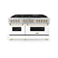 ZLINE Autograph 60" 7.4 cu. ft. Dual Fuel Range with White Matte Door and Gold Accents, RAZ-WM-60-G