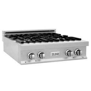 ZLINE Appliance Package - 30" Rangetop With 4 Gas Burners, Range Hood in Satin Stainless Steel, 2KP-RTSRH30