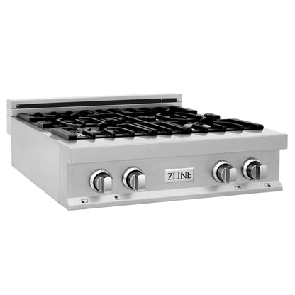 ZLINE 30" Legacy Gas Rangetop with 4 Burners and Porcelain Cooktop in Satin Stainless Steel, RTS-30