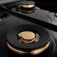 ZLINE 48" Legacy Gas Rangetop with 6 Brass Burners and Porcelain Cooktop in Satin Stainless Steel with Griddle, RTS-BR-GR-48