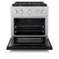 ZLINE 30" 4.2 cu. ft. Paramount Dual Fuel Range with 4 Burner Gas Cooktop and Electric Convection Oven in Satin Stainless Steel with Black Matte Door, SDRS-BLM-30