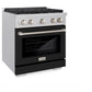 ZLINE 30" 4.2 cu. ft. Paramount Dual Fuel Range with 4 Burner Gas Cooktop and Electric Convection Oven in Satin Stainless Steel with Black Matte Door, SDRS-BLM-30