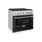 ZLINE 36" 5.2 cu. ft. Paramount Dual Fuel Range with 6 Burner Gas Cooktop and Electric Convection Oven in Satin Stainless Steel with Black Matte Door, SDRS-BLM-36