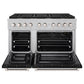 ZLINE 48" 6.7 cu. ft. Paramount Double Oven Dual Fuel Range with 8 Burner Gas Cooktop in Satin Stainless Steel with Black Matte Doors, SDRS-BLM-48