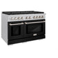 ZLINE 48" 6.7 cu. ft. Paramount Double Oven Dual Fuel Range with 8 Burner Gas Cooktop in Satin Stainless Steel with Black Matte Doors, SDRS-BLM-48