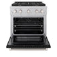 ZLINE 30" 4.2 cu. ft. Paramount Gas Range with 4 Burner Cooktop and Convection Gas Oven in Satin Stainless Steel with Black Matte Door, SGRS-BLM-30