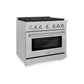 ZLINE 36" 5.2 cu. ft. Paramount Dual Fuel Range with 6 Burner Gas Cooktop and Electric Convection Oven in Satin Stainless Steel, SDRS-36