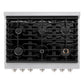 ZLINE 36" 5.2 cu. ft. Paramount Dual Fuel Range with 6 Burner Gas Cooktop and Electric Convection Oven in Satin Stainless Steel, SDRS-36