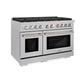 ZLINE 48" 6.7 cu. ft. Paramount Double Oven Dual Fuel Range in Satin Stainless Steel with 8 Brass Burners, SDRS-BR-48