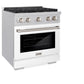 ZLINE 30" 4.2 cu. ft. Paramount Dual Fuel Range with 4 Burner Gas Cooktop and Electric Convection Oven in Satin Stainless Steel with White Matte Door, SDRS-WM-30