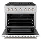 ZLINE 36" 5.2 cu. ft. Paramount Dual Fuel Range with 6 Burner Gas Cooktop and Electric Convection Oven in Satin Stainless Steel with White Matte Door, SDRS-WM-36