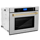 ZLINE 30" Autograph Professional True Convection Single Wall Oven with Air Fry and Self Clean in Satin Stainless Steel with Champagne Bronze Handle, WASSZ-30-CB