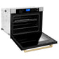 ZLINE 30" Autograph Professional True Convection Single Wall Oven with Air Fry and Self Clean in Satin Stainless Steel with Champagne Bronze Handle, WASSZ-30-CB