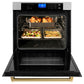ZLINE 30" Autograph Professional True Convection Single Wall Oven with Air Fry and Self Clean in Satin Stainless Steel with Polished Gold Handle, WASSZ-30-G