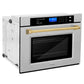 ZLINE 30" Autograph Professional True Convection Single Wall Oven with Air Fry and Self Clean in Satin Stainless Steel with Polished Gold Handle, WASSZ-30-G
