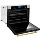 ZLINE 30" Autograph Professional True Convection Single Wall Oven with Air Fry and Self Clean in Satin Stainless Steel with Polished Gold Handle, WASSZ-30-G