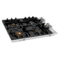 ZLINE 30 in. Dropin Cooktop with 4 Gas Brass Burners and Black Porcelain Top, RC-BR-30-PBT
