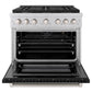 ZLINE Paramount 36" 5.2 cu. ft. Gas Range with Convection Oven in Stainless Steel with Black Matte Door, SGR-BLM-36