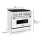 ZLINE 36" 4.6 cu. ft. Legacy Dual Fuel Range with 6 Burner Gas Cooktop and Electric Convection Oven in Satin Stainless Steel and White Matte Door, RAS-WM-36