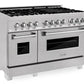 ZLINE 48" 6.0 cu. ft. Legacy Dual Fuel Range with 7 Burner Gas Cooktop and 2 Electric Ovens in Satin Stainless Steel, RAS-SN-48
