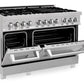 ZLINE 48" 6.0 cu. ft. Legacy Dual Fuel Range with 7 Burner Gas Cooktop and 2 Electric Ovens in Satin Stainless Steel, RAS-SN-48