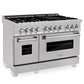 ZLINE 48" 6.0 cu. ft. Legacy Dual Fuel Range with Gas Cooktop and 2 Electric Ovens in Satin Stainless Steel with 6 Brass Burners, RAS-SN-BR-48