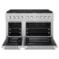 ZLINE 48" 6.7 cu. ft. Paramount Double Oven Dual Fuel Range with 8 Burner Gas Cooktop in Satin Stainless Steel, SDRS-48