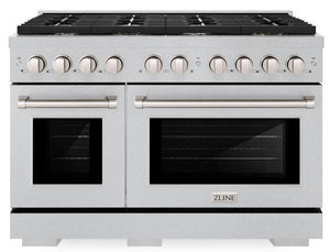 ZLINE 48" 6.7 cu. ft. Paramount Double Oven Dual Fuel Range with 8 Burner Gas Cooktop in Satin Stainless Steel, SDRS-48