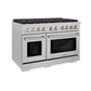 ZLINE 48" 6.7 cu. ft. Paramount Double Oven Dual Fuel Range with 8 Burner Gas Cooktop in Satin Stainless Steel, SDRS-48
