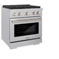ZLINE 30" 4.2 cu. ft. Paramount Dual Fuel Range with Gas Cooktop and Electric Convection Oven in Satin Stainless Steel with 4 Brass Burners, SDRS-BR-30