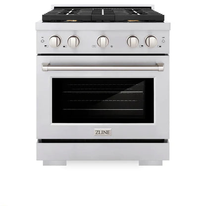 ZLINE Paramount 30" Gas Range with Convection Oven and 4 Brass Burners in Stainless Steel, SGR-BR-30