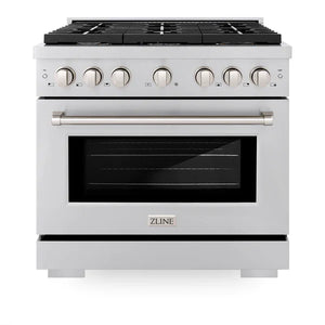 ZLINE Paramount 36" Gas Range with Convection Oven and 6 Brass Burners in Stainless Steel, SGR-BR-36
