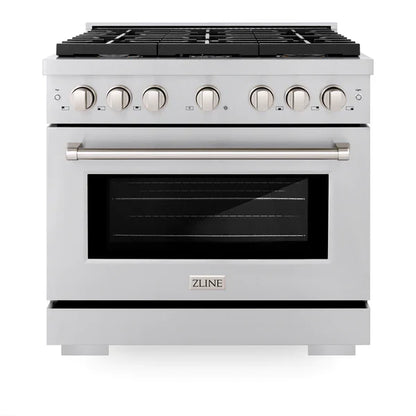 ZLINE Paramount 36" Gas Range with Convection Oven and 6 Brass Burners in Stainless Steel, SGR-BR-36