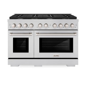 ZLINE Appliance Package - 48" Gas Range, Range Hood, 36" Refrigerator with Ice Maker, 24" Microwave Drawer and Dishwasher in Stainless Steel