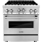 ZLINE Appliance Package - 30 In. Gas Range, Over-the-Range Microwave, Refrigerator, 3KPRW-RGOTRH30