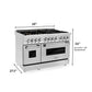 ZLINE 48" 6.0 cu. ft. Gas Burner, Electric Oven with Griddle and Brass Burners in Stainless Steel, RA-BR-GR-48