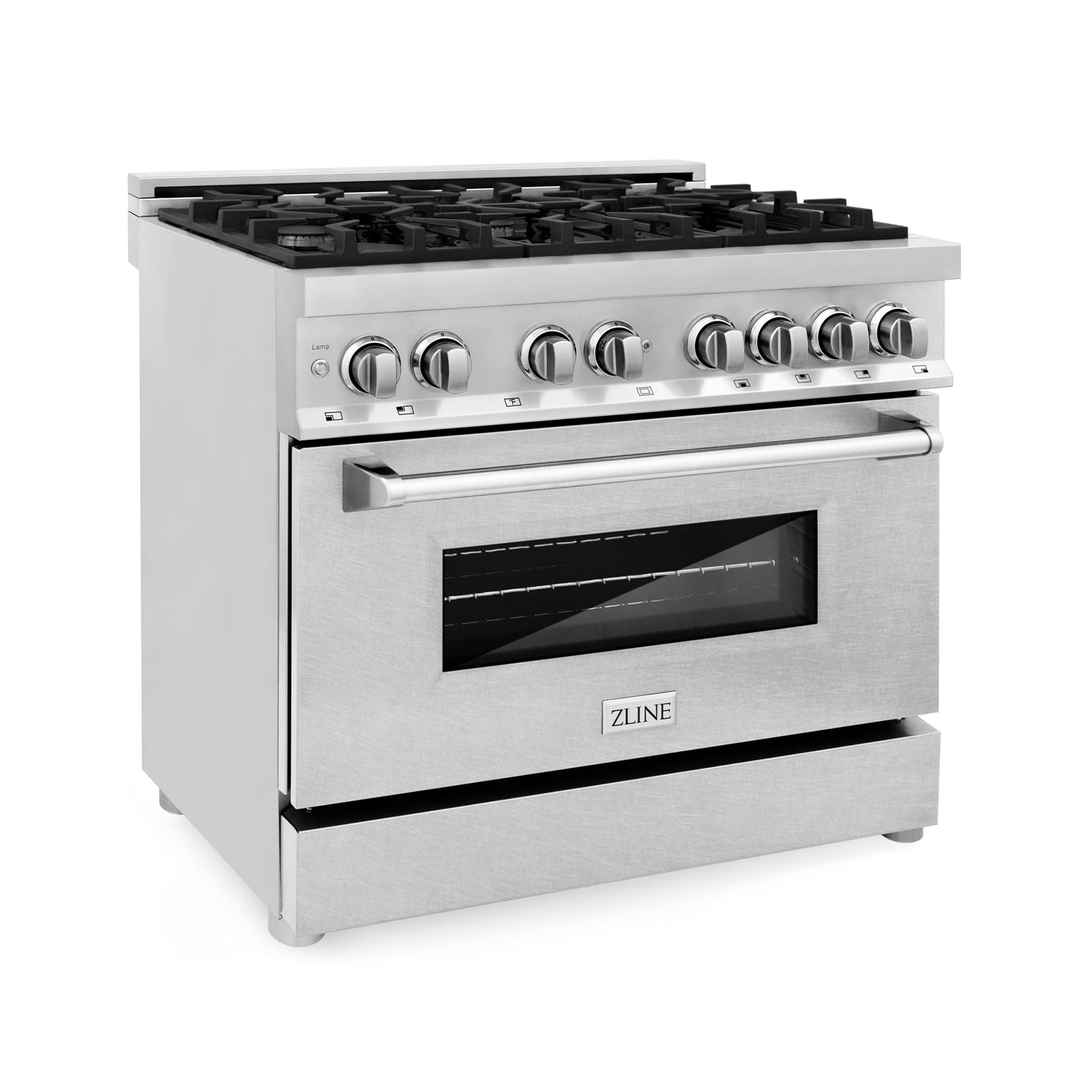 ZLINE 36" 4.6 cu. ft. Legacy Dual Fuel Range with 6 Burner Gas Cooktop and Electric Convection Oven in Stainless Steel with Satin Stainless Steel Door, RA-SN-36