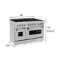 ZLINE 48" 6.0 cu. ft. Legacy Dual Fuel Range with Gas Cooktop and 2 Electric Ovens in Satin Stainless Steel with 6 Brass Burners and Griddle, RAS-SN-BR-GR-48