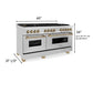 ZLINE Autograph 60" 7.4 cu. ft. Dual Fuel Range in Stainless Steel with Bronze Accents, RAZ-60-CB