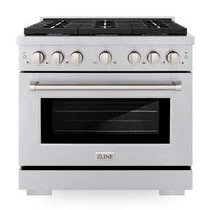 ZLINE 36" 5.2 cu. ft. Paramount Dual Fuel Range with 6 Burners in Stainless Steel, SDR36