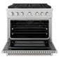 ZLINE Appliance Package - 36" Gas Range, Range Hood, 36" Refrigerator with Water/Ice Dispenser, 24" Microwave Drawer and Dishwasher in Stainless Steel
