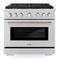 ZLINE Appliance Package - 36" Gas Range, Range Hood, 36" Refrigerator with Ice Maker, 24" Microwave Drawer and Dishwasher in Stainless Steel